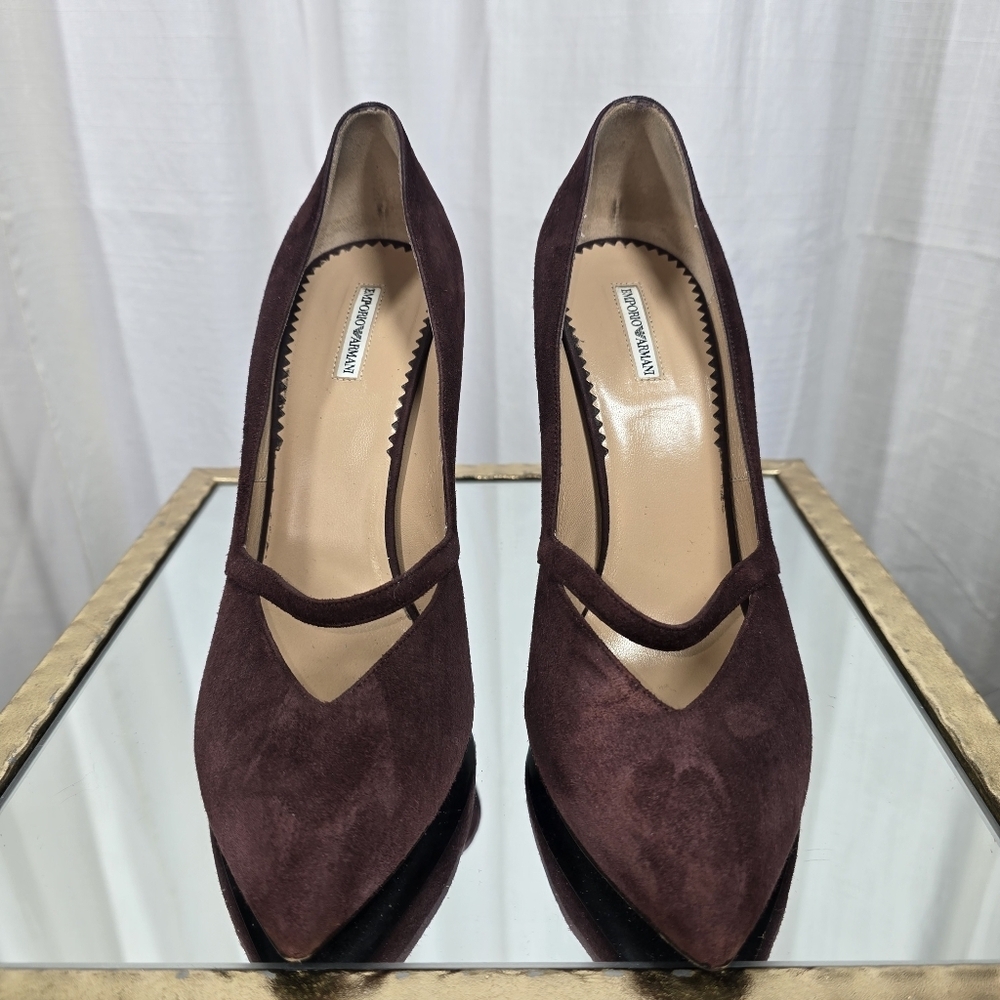 Emporio Armani Burgundy Suede Stiletto Heels - Picture 11 of 16